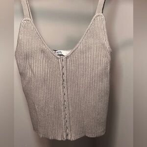 Zara Gray Ribbed Knit Camisole
